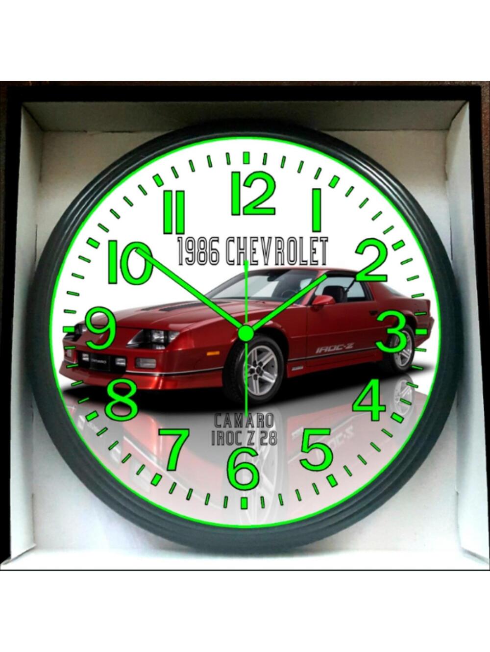 1986 Chevy Chevrolet Iroc Z28 Glow In The Dark Wall Clock New!